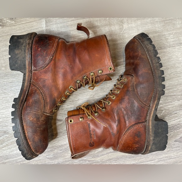 Vintage Chippewa Brown Leather Logger Boots Soft Toe Mens Size 10 1/2 EE - Picture 9 of 9